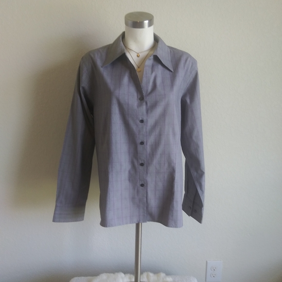 Non-Iron Women's Dress Blouse Size 16W Plaid Butto - Picture 2 of 6